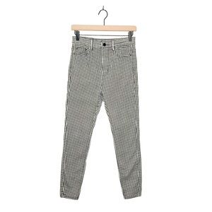 Astradivarius Womens Super High Waist Classic‎ Black White Plaid Skinny Jeans 6